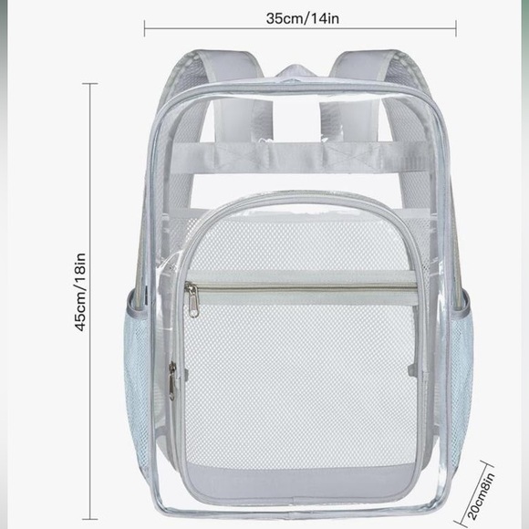 NWT Clear Transparent Gray Backpack- Men Women- Stadium Bag - Picture 2 of 7